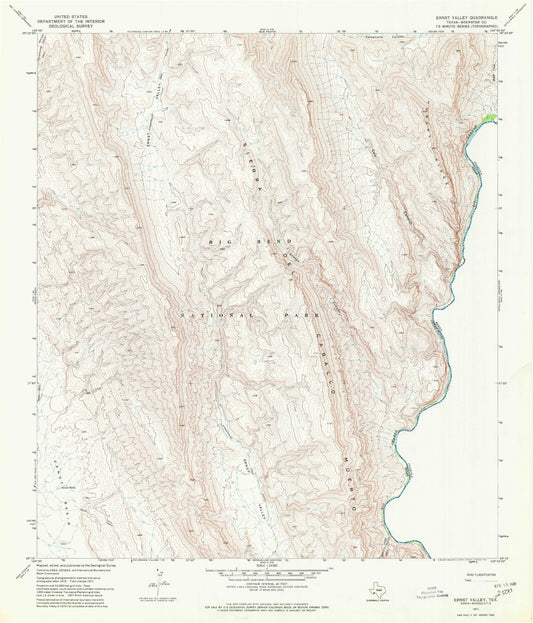 Classic USGS Ernst Valley Texas 7.5'x7.5' Topo Map Image
