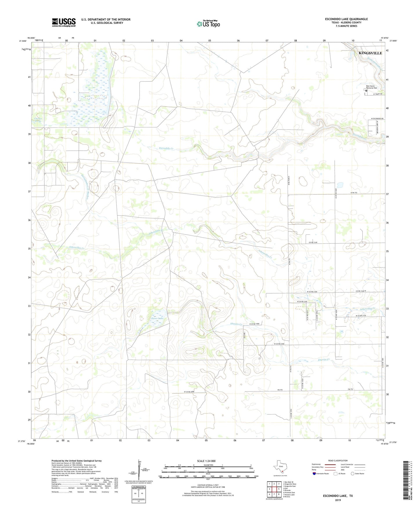 Escondido Lake Texas US Topo Map Image