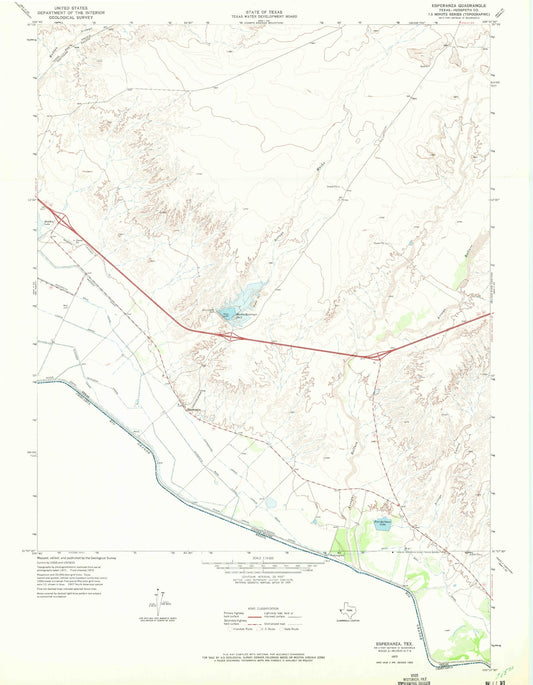 Classic USGS Esperanza Texas 7.5'x7.5' Topo Map Image