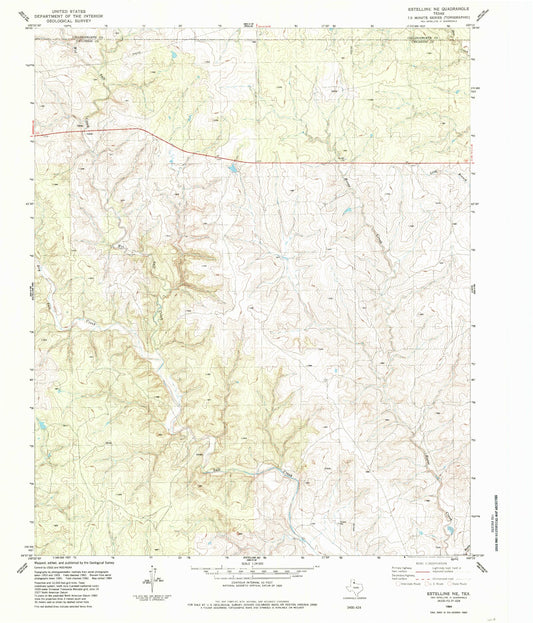 Classic USGS Estelline NE Texas 7.5'x7.5' Topo Map Image
