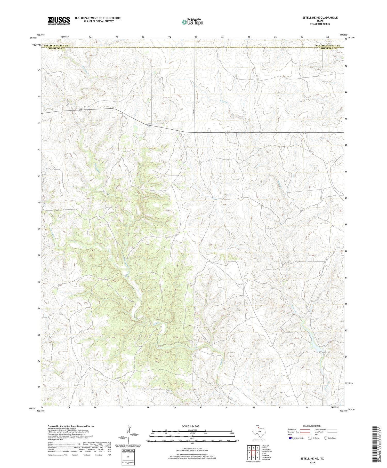 Estelline NE Texas US Topo Map Image