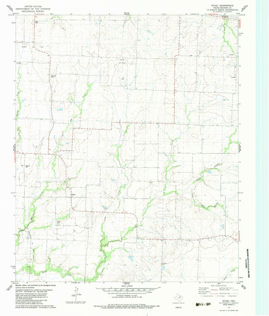 Classic USGS Ethel Texas 7.5'x7.5' Topo Map Image