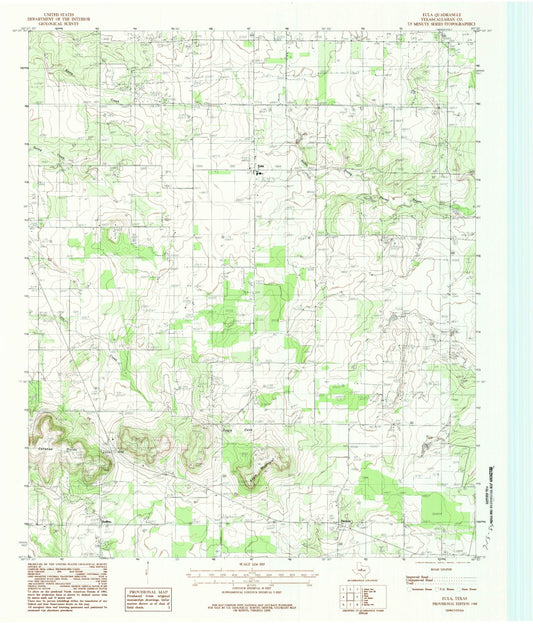 Classic USGS Eula Texas 7.5'x7.5' Topo Map Image