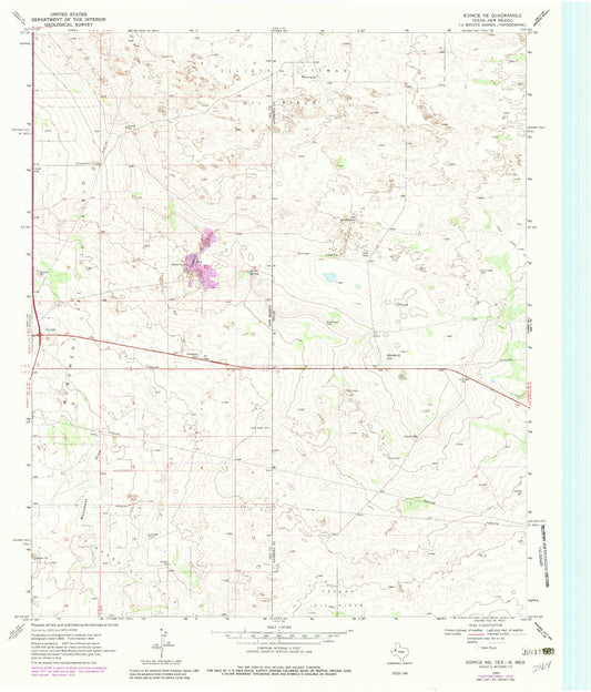 Classic USGS Eunice NE Texas 7.5'x7.5' Topo Map Image