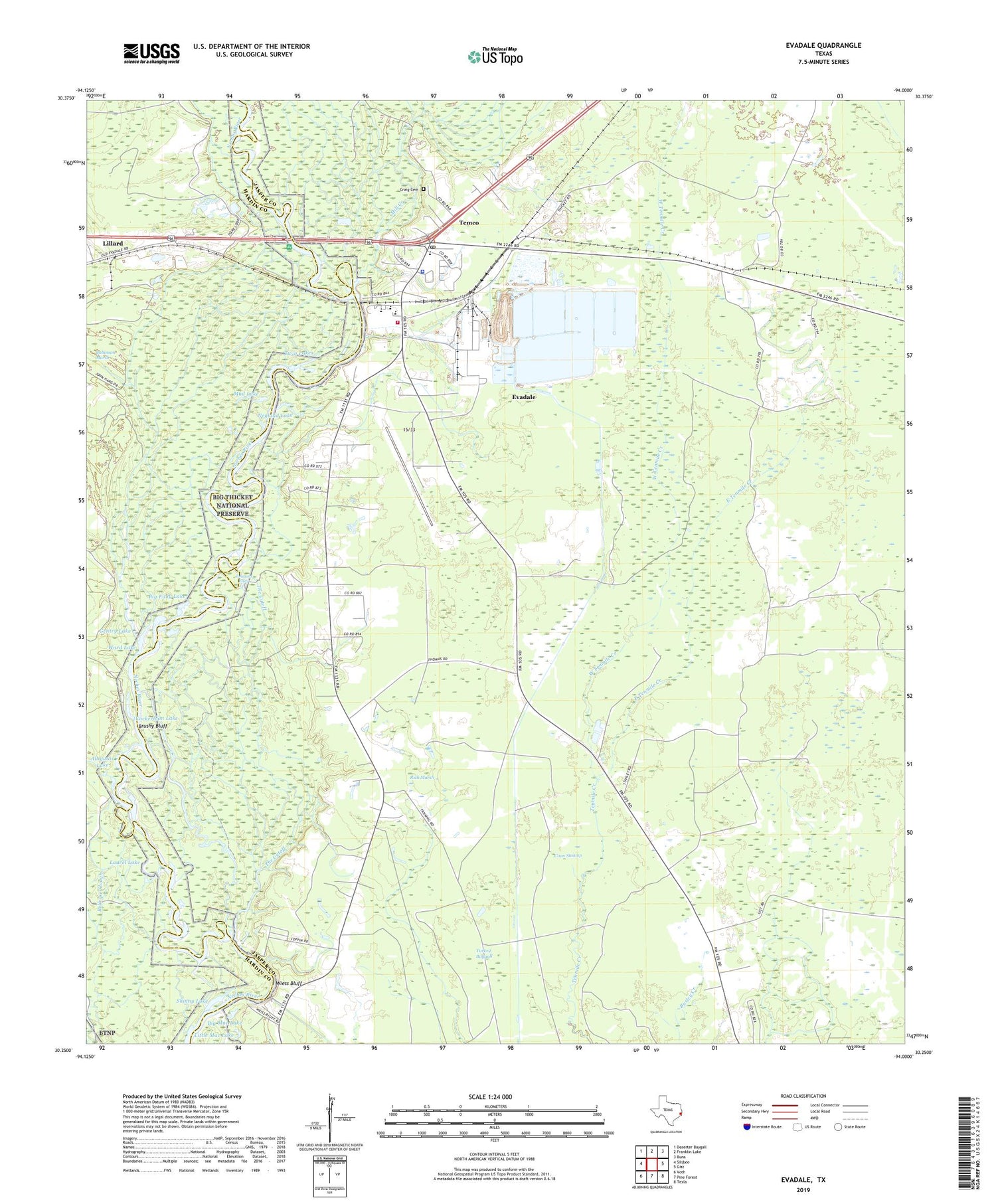 Evadale Texas US Topo Map Image