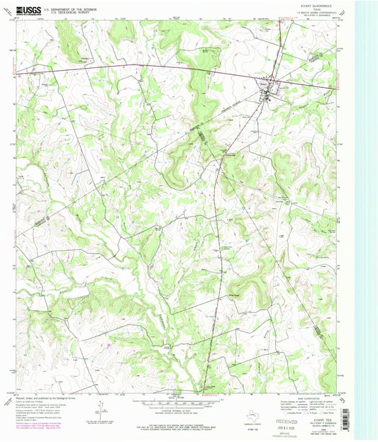 Classic USGS Evant Texas 7.5'x7.5' Topo Map Image