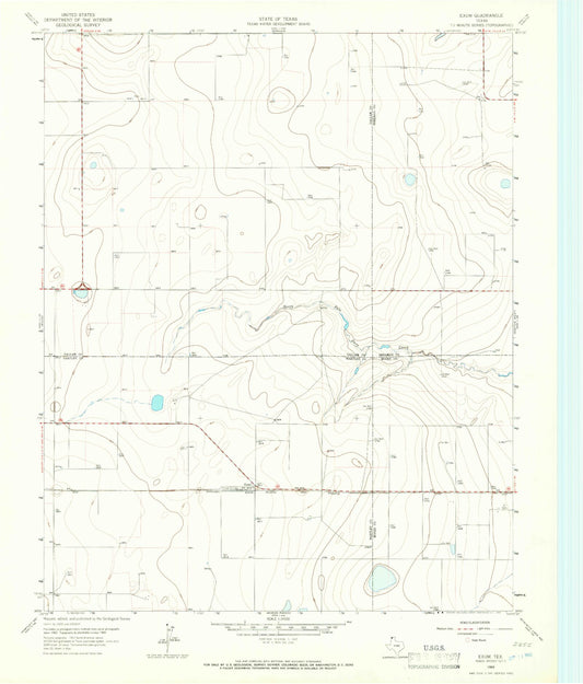 Classic USGS Exum Texas 7.5'x7.5' Topo Map Image