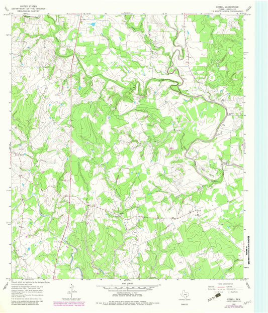 Classic USGS Ezzell Texas 7.5'x7.5' Topo Map Image