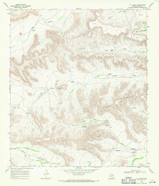 Classic USGS F C Ranch Texas 7.5'x7.5' Topo Map Image