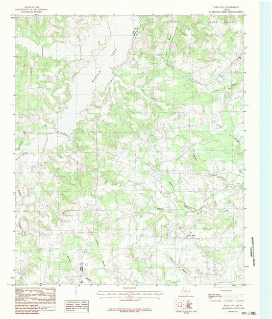 Classic USGS Fair Play Texas 7.5'x7.5' Topo Map Image