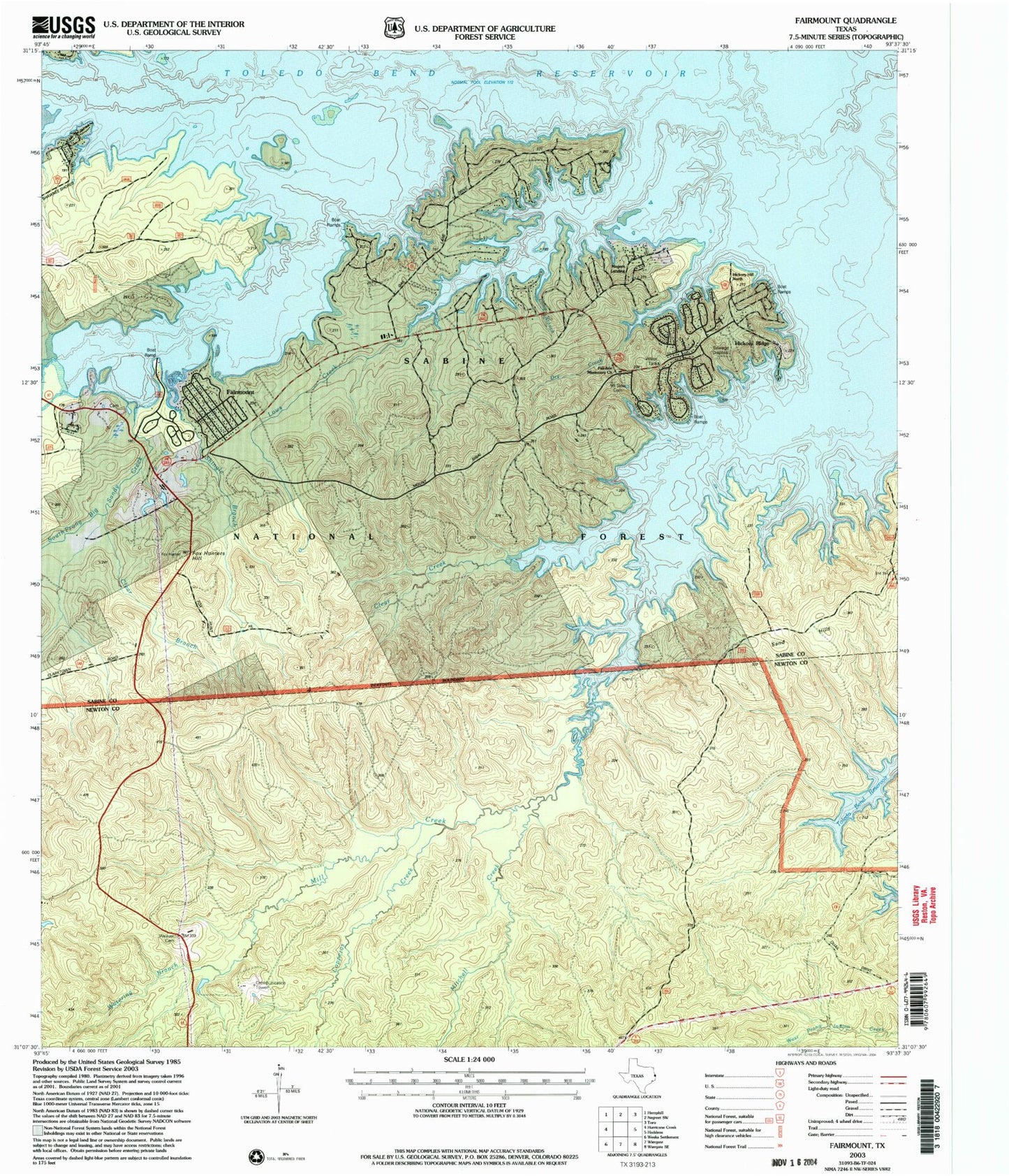 Classic USGS Fairmount Texas 7.5'x7.5' Topo Map Image