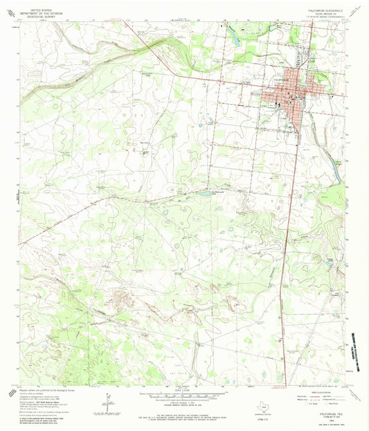 Classic USGS Falfurrias Texas 7.5'x7.5' Topo Map Image