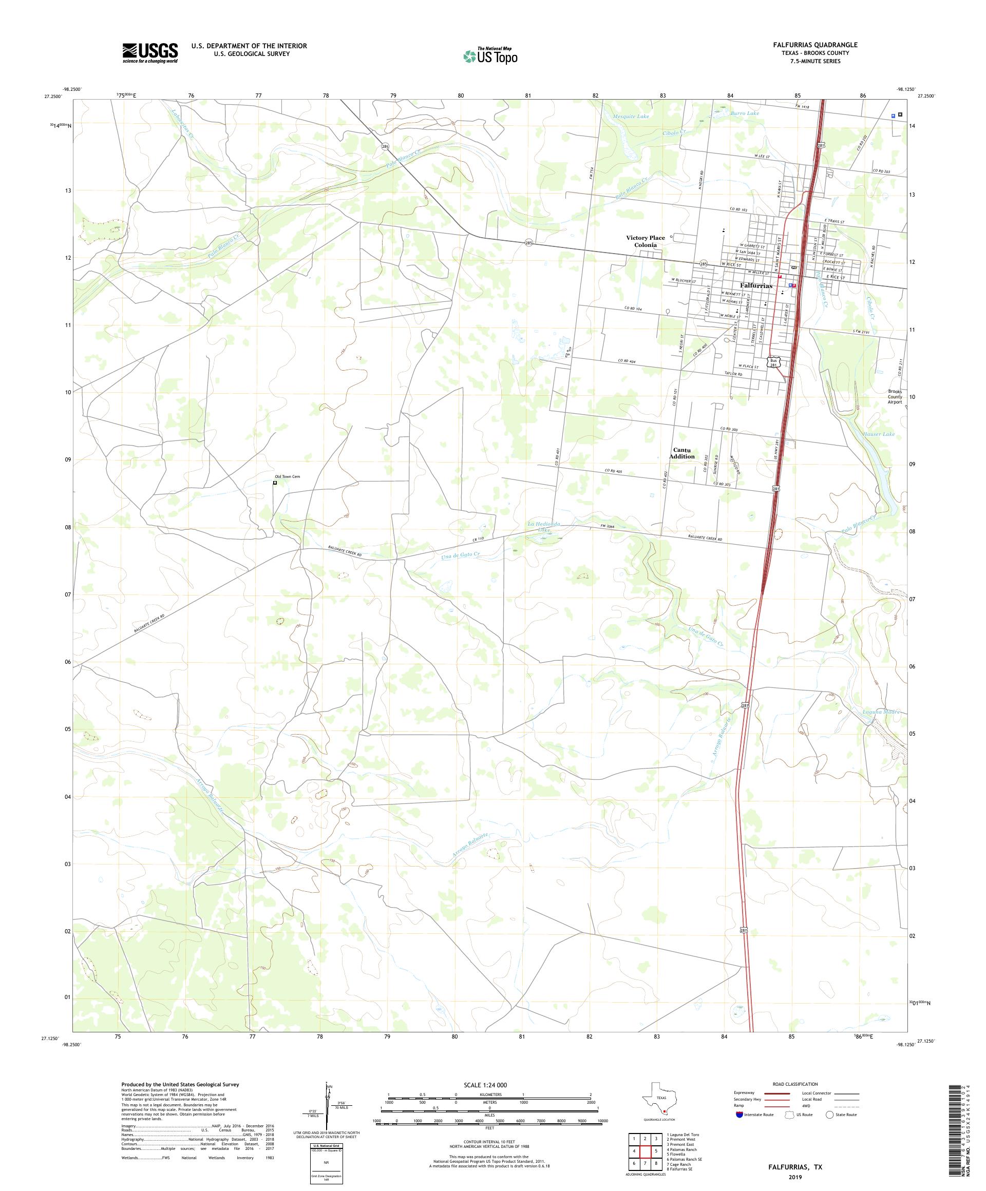 Falfurrias Texas US Topo Map – MyTopo Map Store
