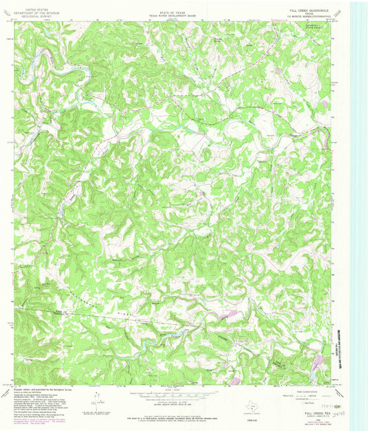 Classic USGS Fall Creek Texas 7.5'x7.5' Topo Map Image