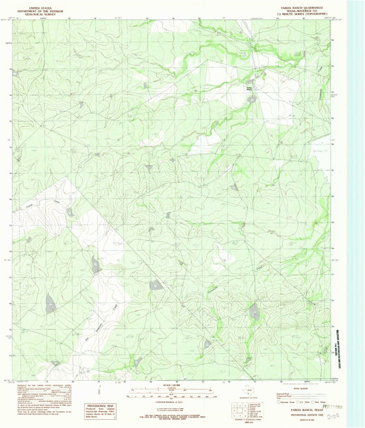 Classic USGS Farias Ranch Texas 7.5'x7.5' Topo Map Image