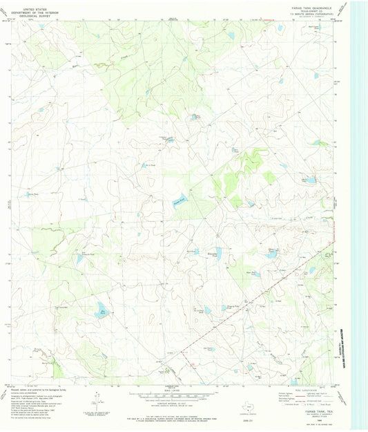 Classic USGS Farias Tank Texas 7.5'x7.5' Topo Map Image