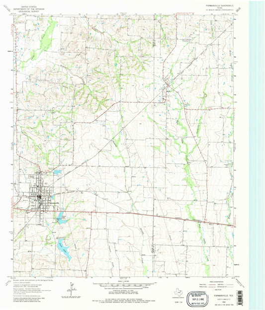 Classic USGS Farmersville Texas 7.5'x7.5' Topo Map Image