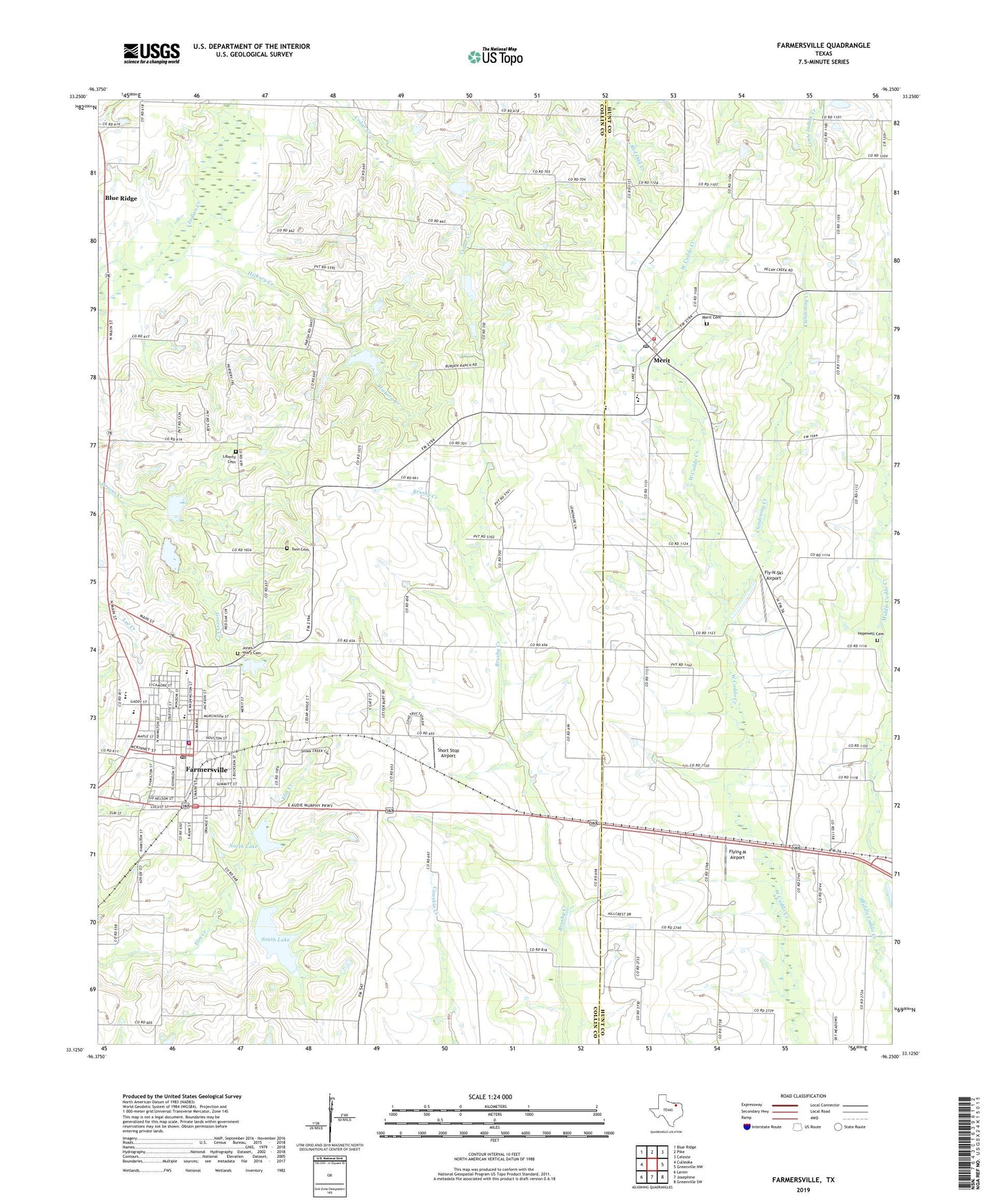 Farmersville Texas US Topo Map Image