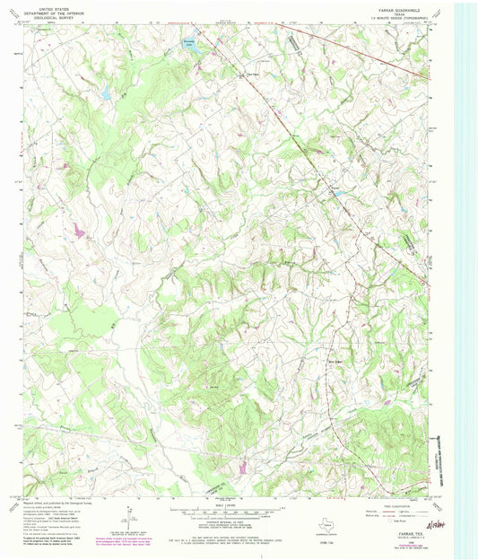 Classic USGS Farrar Texas 7.5'x7.5' Topo Map Image