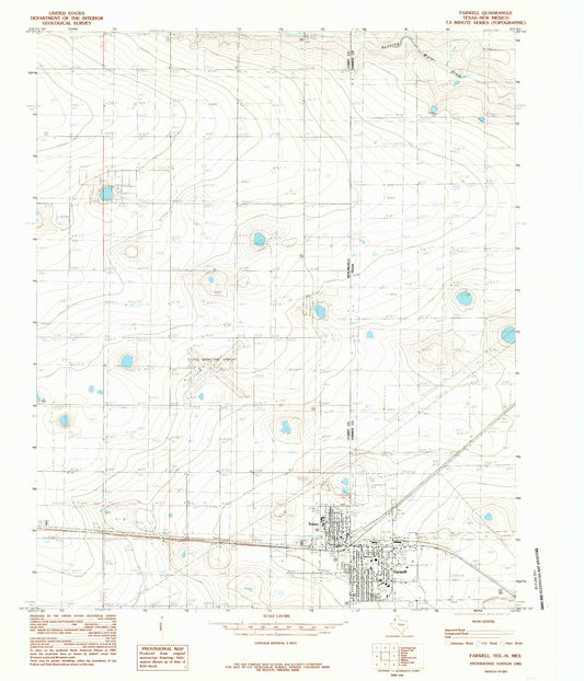 Classic USGS Farwell Texas 7.5'x7.5' Topo Map Image