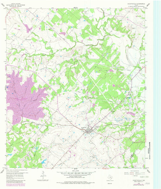 Classic USGS Fayetteville Texas 7.5'x7.5' Topo Map Image