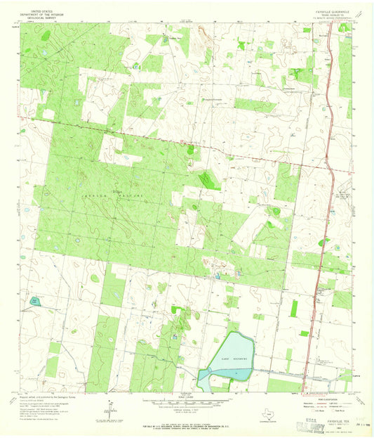 Classic USGS Faysville Texas 7.5'x7.5' Topo Map Image