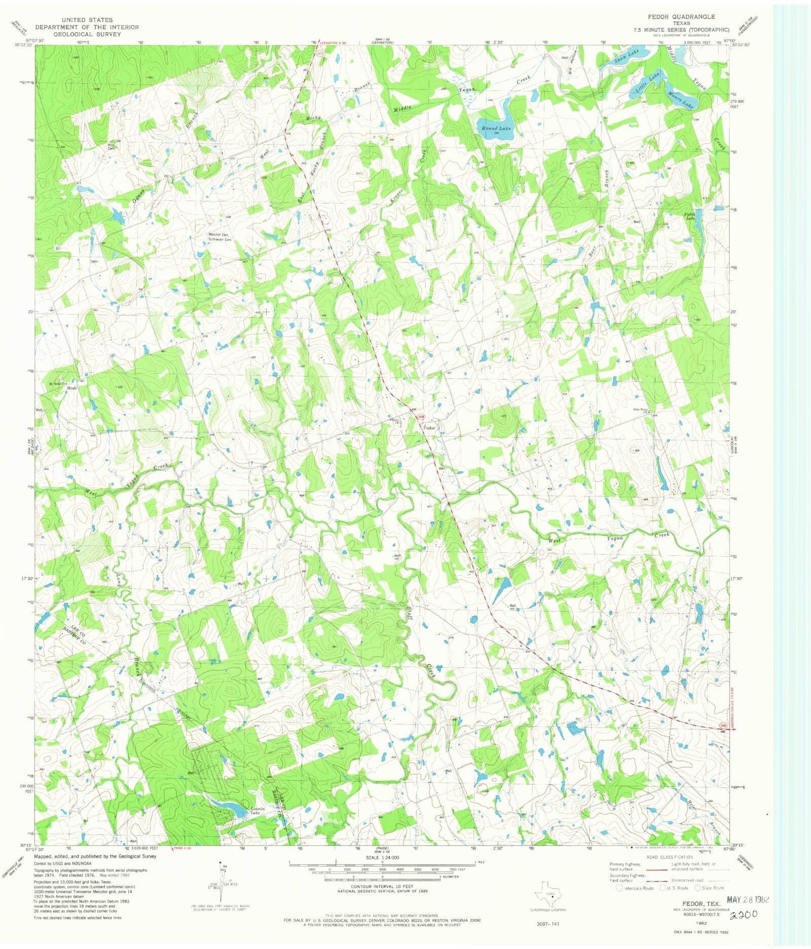 Classic USGS Fedor Texas 7.5'x7.5' Topo Map – MyTopo Map Store