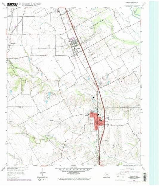 Classic USGS Ferris Texas 7.5'x7.5' Topo Map Image