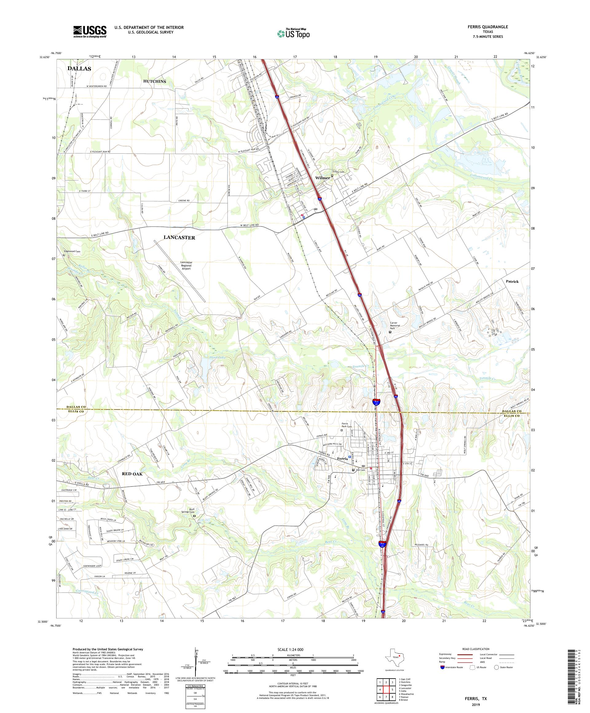 Ferris Texas US Topo Map MyTopo Map Store