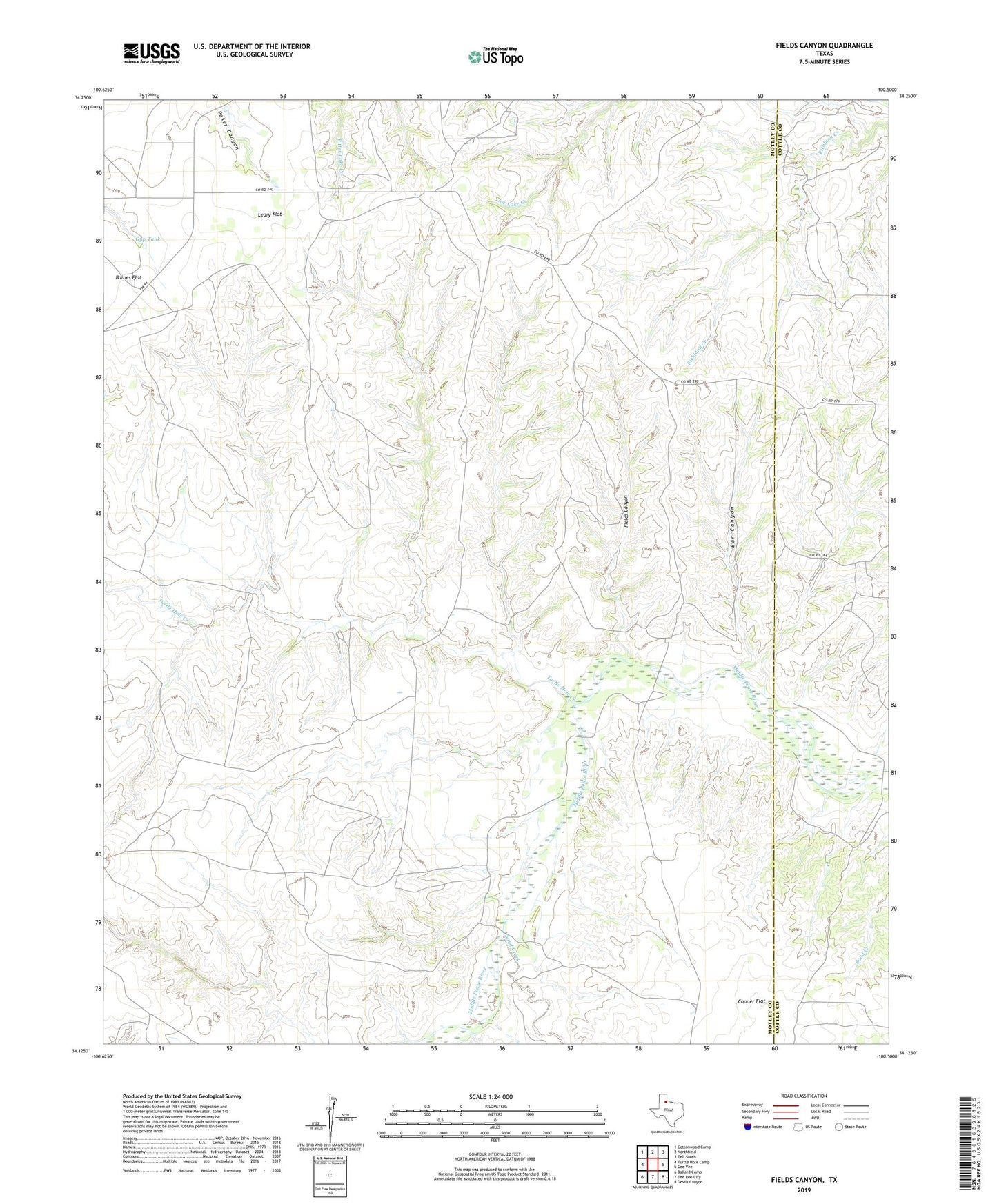 Fields Canyon Texas US Topo Map Image