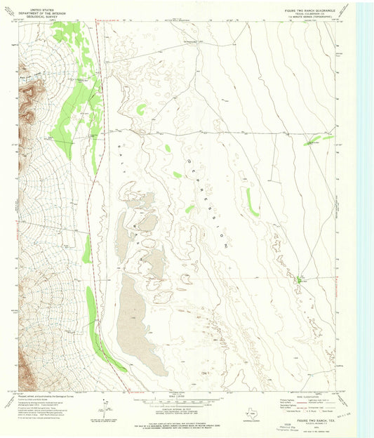 Classic USGS Figure Two Ranch Texas 7.5'x7.5' Topo Map Image