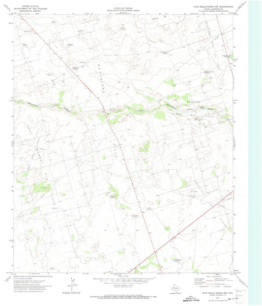 Classic USGS Five Wells Ranch NW Texas 7.5'x7.5' Topo Map Image
