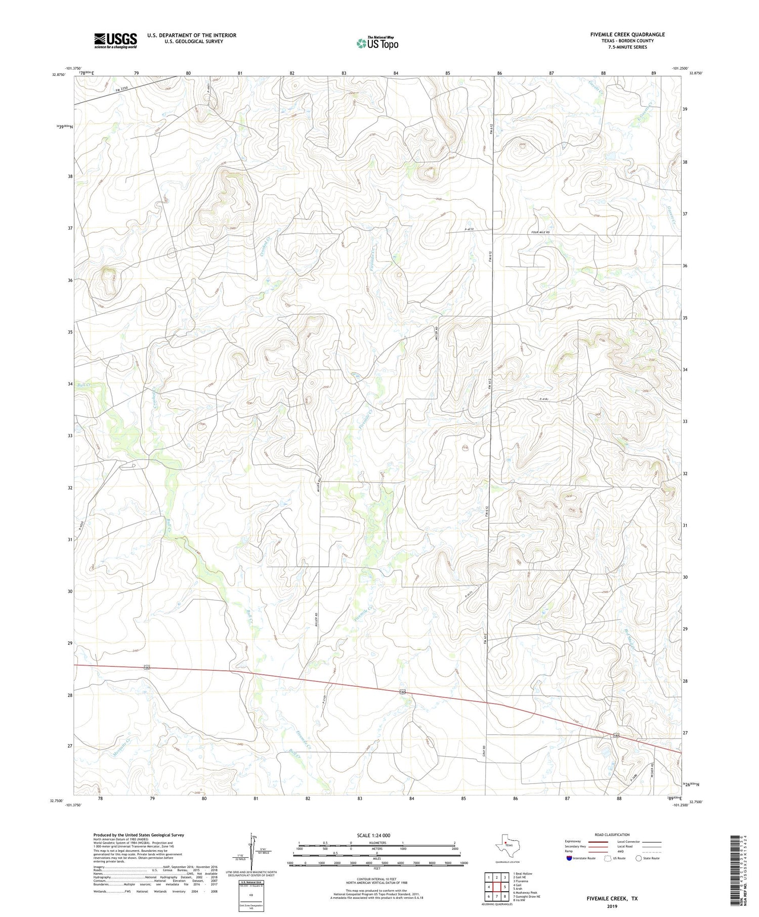 Fivemile Creek Texas US Topo Map Image