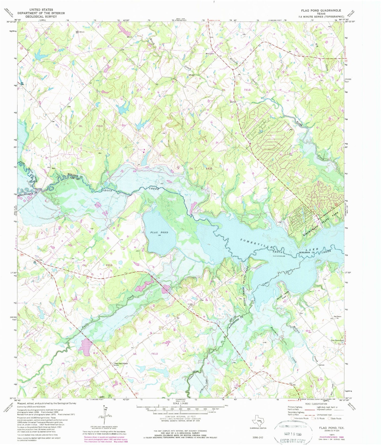 Classic USGS Flag Pond Texas 7.5'x7.5' Topo Map Image