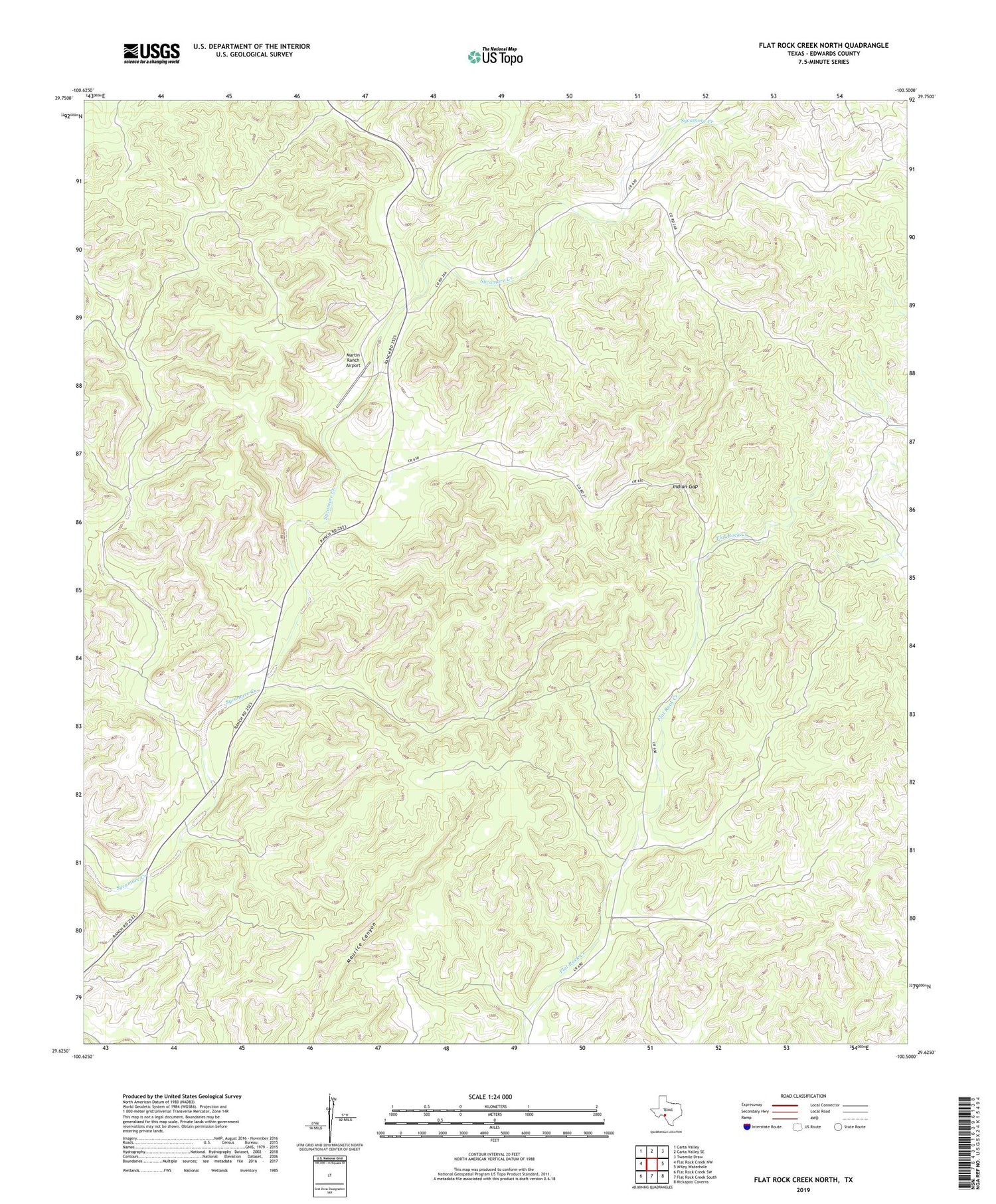 Flat Rock Creek North Texas US Topo Map Image