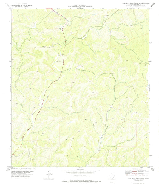 Classic USGS Flat Rock Creek North Texas 7.5'x7.5' Topo Map Image
