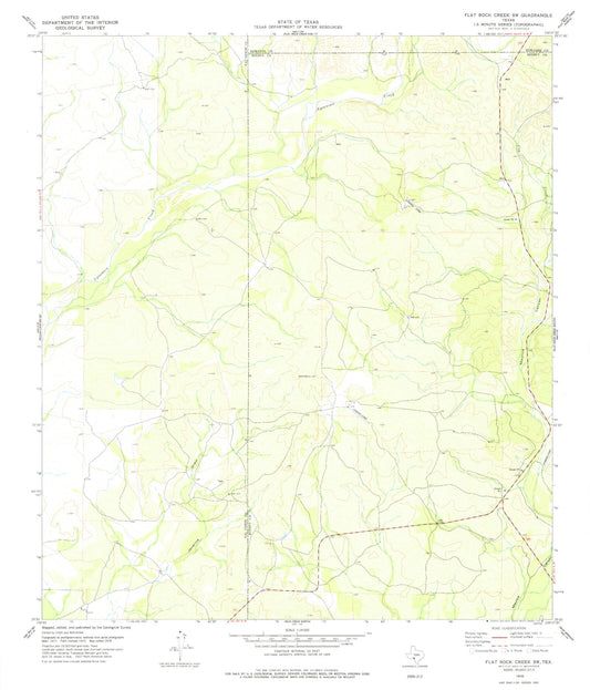 Classic USGS Flat Rock Creek SW Texas 7.5'x7.5' Topo Map Image