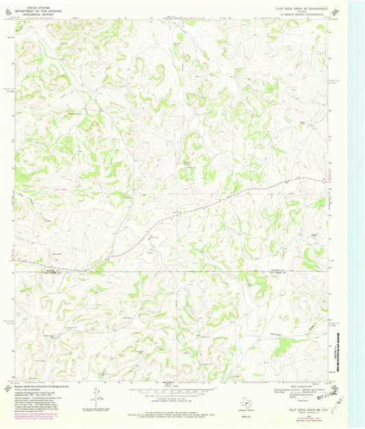 Classic USGS Flat Rock Draw SE Texas 7.5'x7.5' Topo Map Image