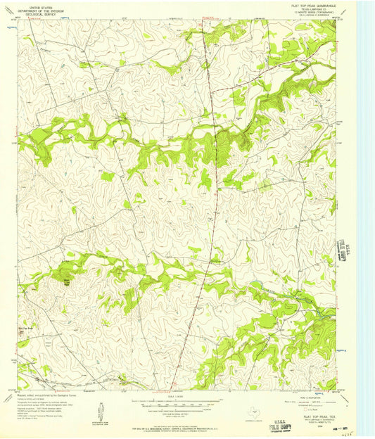 Classic USGS Flat Top Peak Texas 7.5'x7.5' Topo Map Image