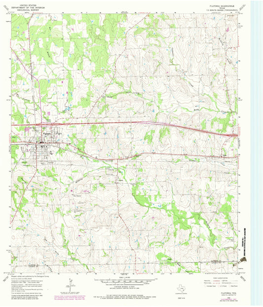Classic USGS Flatonia Texas 7.5'x7.5' Topo Map Image