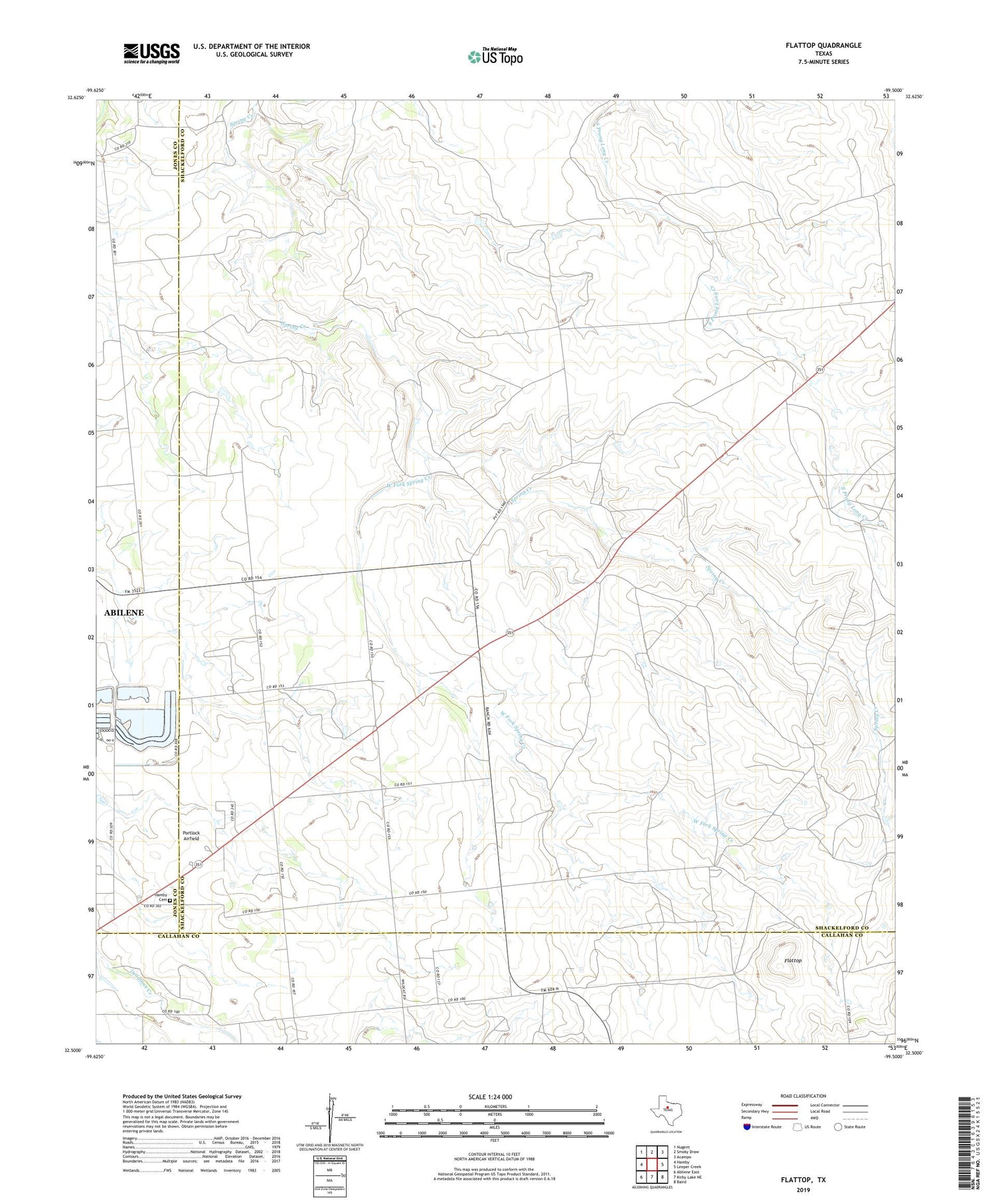 Flattop Texas US Topo Map Image