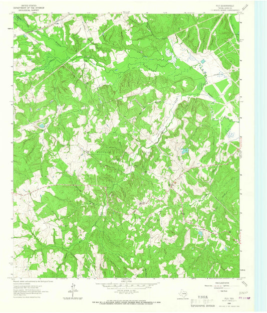 Classic USGS Flo Texas 7.5'x7.5' Topo Map Image