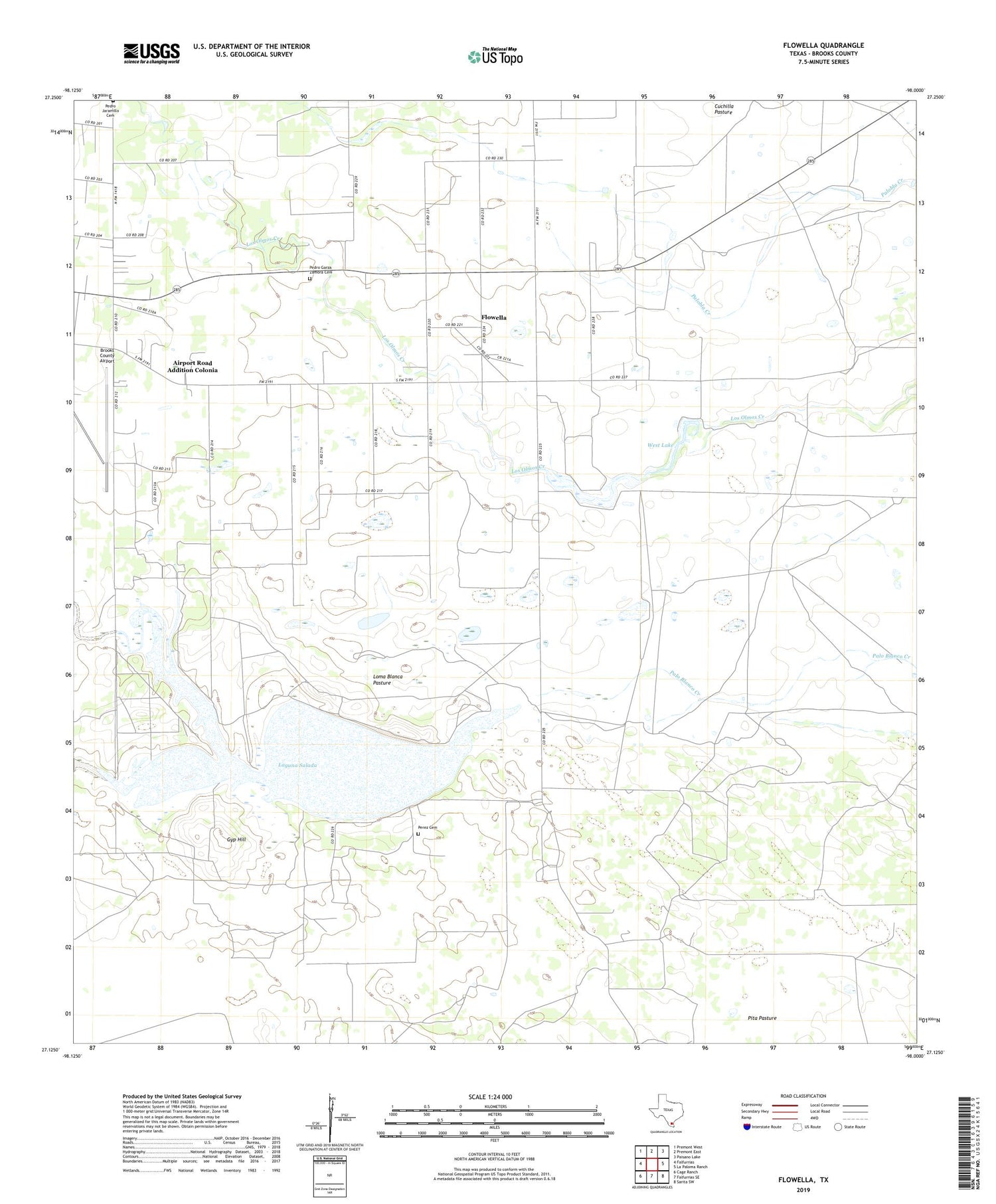 Flowella Texas US Topo Map Image