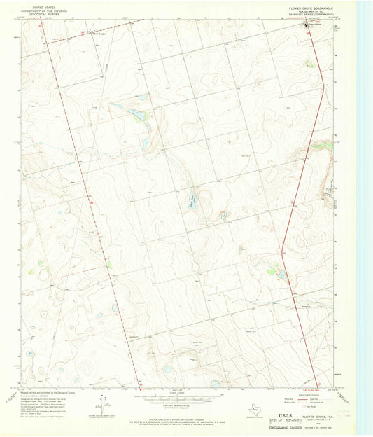 Classic USGS Flower Grove Texas 7.5'x7.5' Topo Map Image