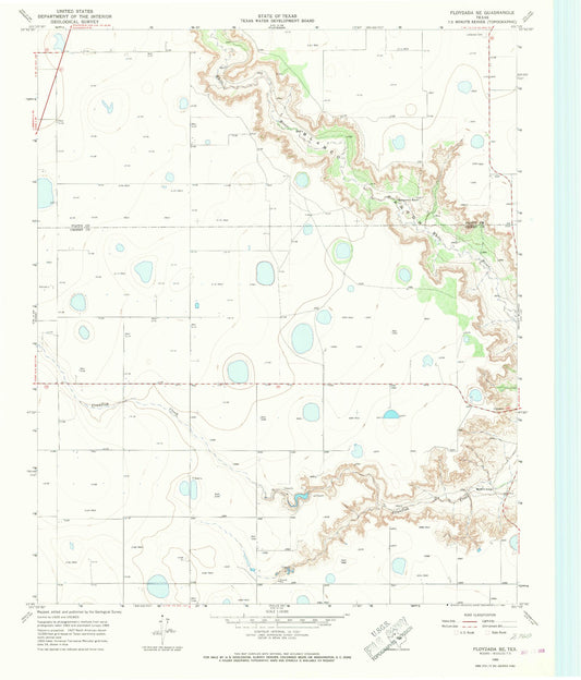 Classic USGS Floydada SE Texas 7.5'x7.5' Topo Map Image