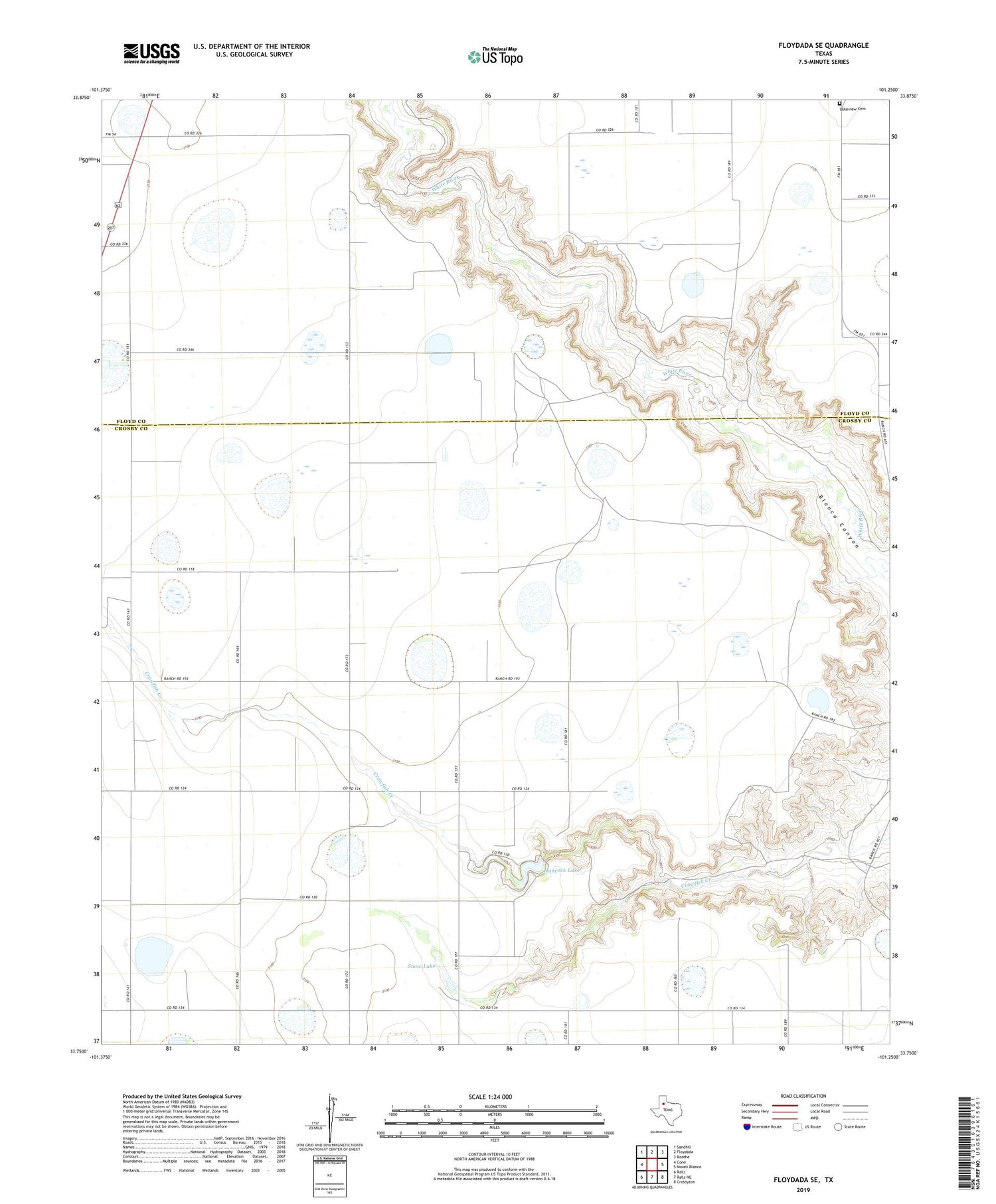 Floydada SE Texas US Topo Map Image