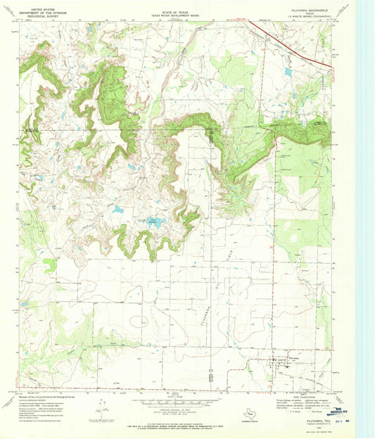 Classic USGS Fluvanna Texas 7.5'x7.5' Topo Map Image
