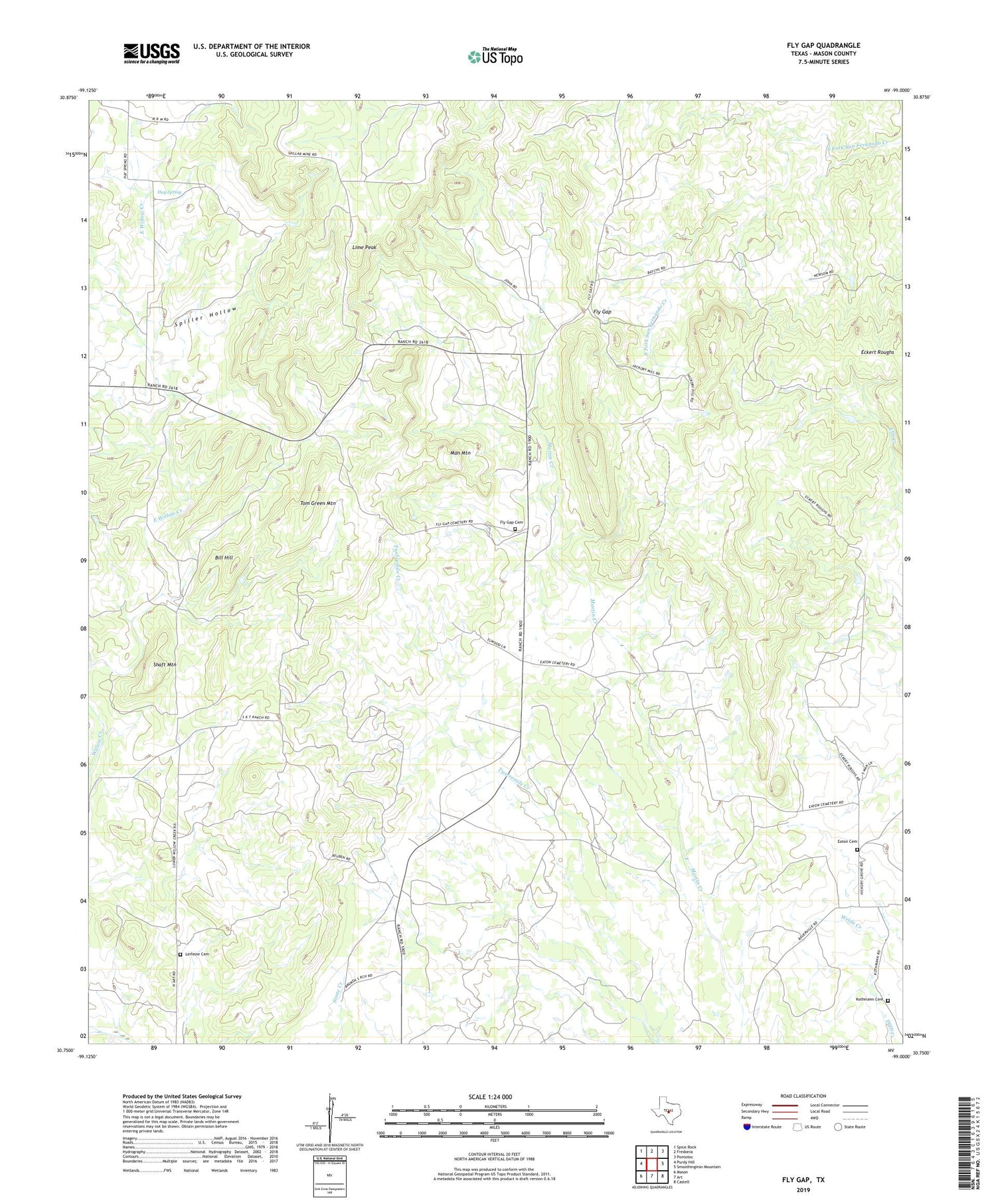 Fly Gap Texas US Topo Map Image