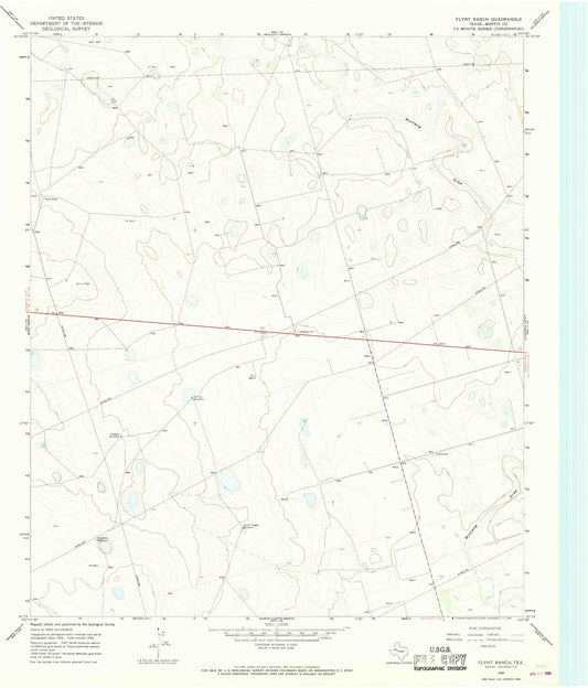 Classic USGS Flynt Ranch Texas 7.5'x7.5' Topo Map Image