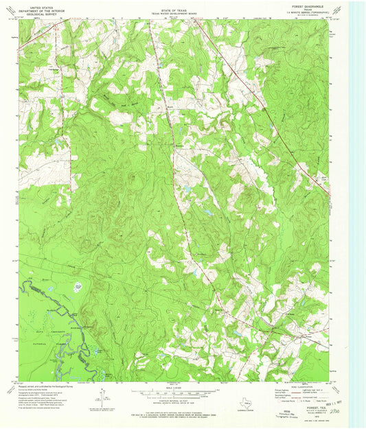 Classic USGS Forest Texas 7.5'x7.5' Topo Map Image